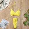 Damen S Einfarbiges Dreieckskörbchen Bikini-Badeanzug-Set