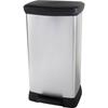 Duo Rectangle Trash Can - DECO BIN - CURVER - 46L (23+23L) - Double Compartment - 39 X 29 X 72 Cm - Metallic Gray