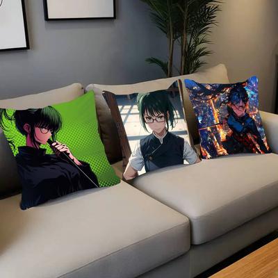 Federa Cuscino Anime Zenin Maki Jujutsu Kaisen Copricuscino per Divano Decorazione Stanza Casa