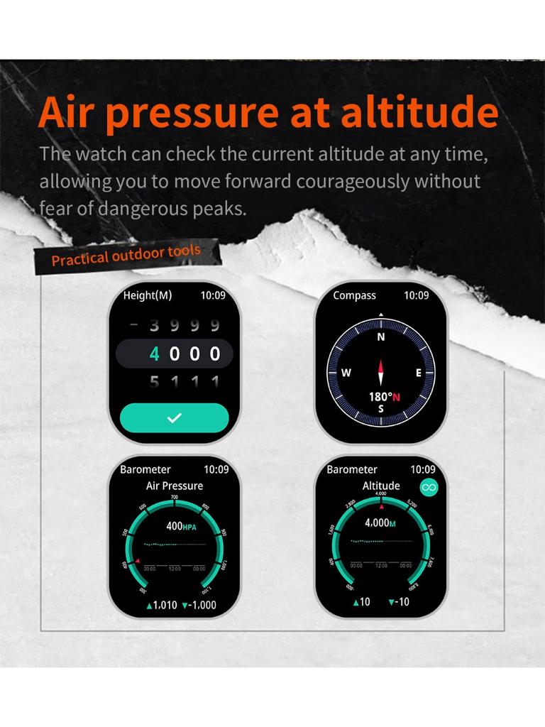 Military Smart Watch for Men with GPS Compass GPT Voice Assistant Smartwatch with LED Flashlight Bluetooth Call Fitness Tracker for Android & iOS