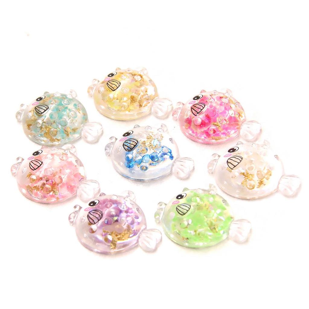 8-Color 26x29mm DIY Luminous Resin Pufferfish Pendant Jewelry Accessories