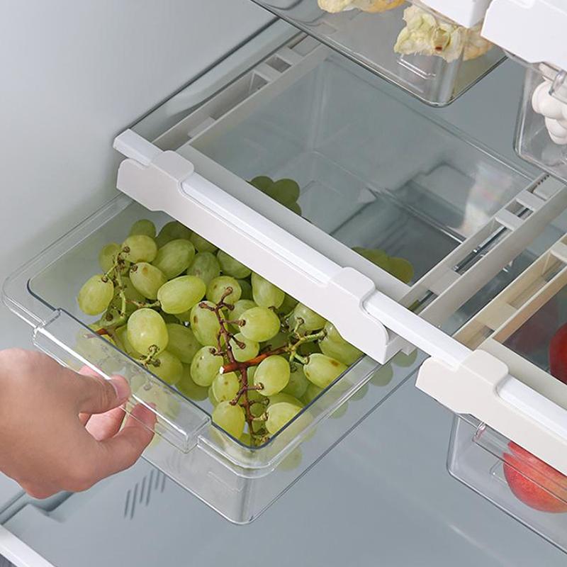 Transparent Egg Container Under-shelf Refrigerator Drawer Kitchen Storage Box Fruit Vegetable Preservation Organizer