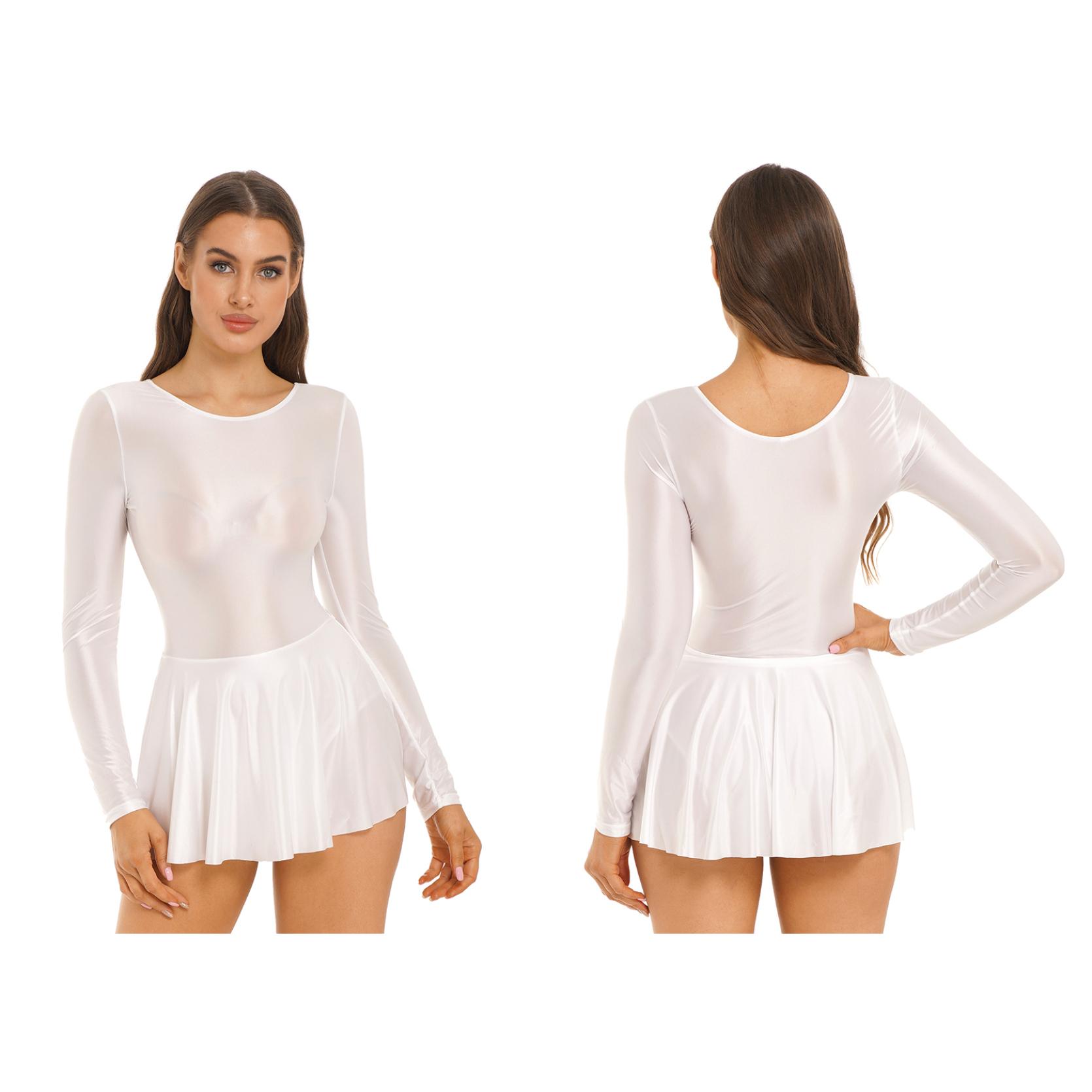 

Летнее сексуальное платье женское облегающее платье глянцевое блестящее шелковое гладкое облегающее вечернее платье с длинными рукавами спортивные платья L белый