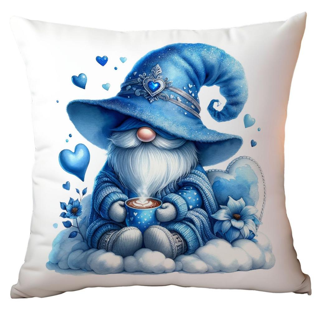 Valentinstag Kissenbezug Blau Aquarell Zwerg Kleiner Mann Kissenbezug Zuhause Sofa Kissenbezug