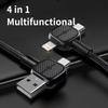Multi-Function Dual-Input PD Four-In-One Charging Cable USB/Type-C to L-Type Fast Charging Cable Vehicle-Mounted Cable
