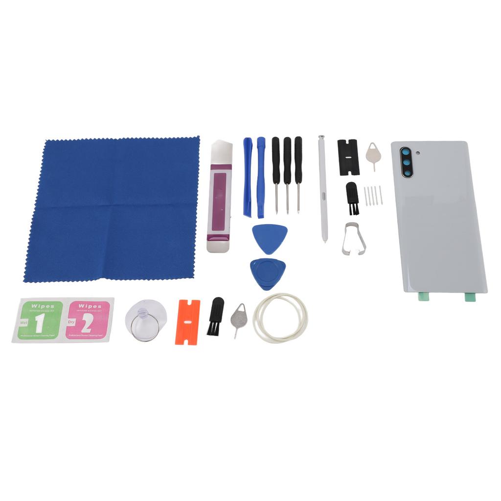 Mobile Phone Back Glass Cover Replacement with Stylus Pen and Repair Tools for Galaxy Note 10 White