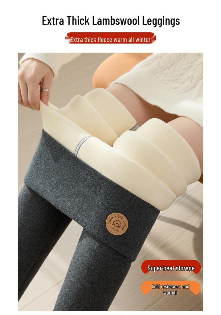 MXL005 Women's Lambswool Fleece-Lined High-Waisted Winter Leggings - Extra Thick & Warm