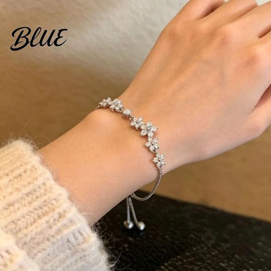 Cubic Zirconia Bracelet Flower Bracelet Adjustable Pull-Out Design Pull-out Slim