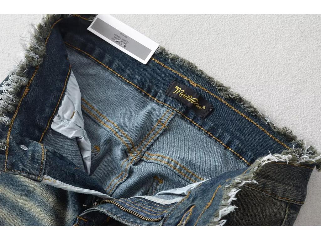 Retro Distressed Micro Flare High Waist Jeans for Women - Fall 2023 Slimming Straight Leg Pants with Raw Hem