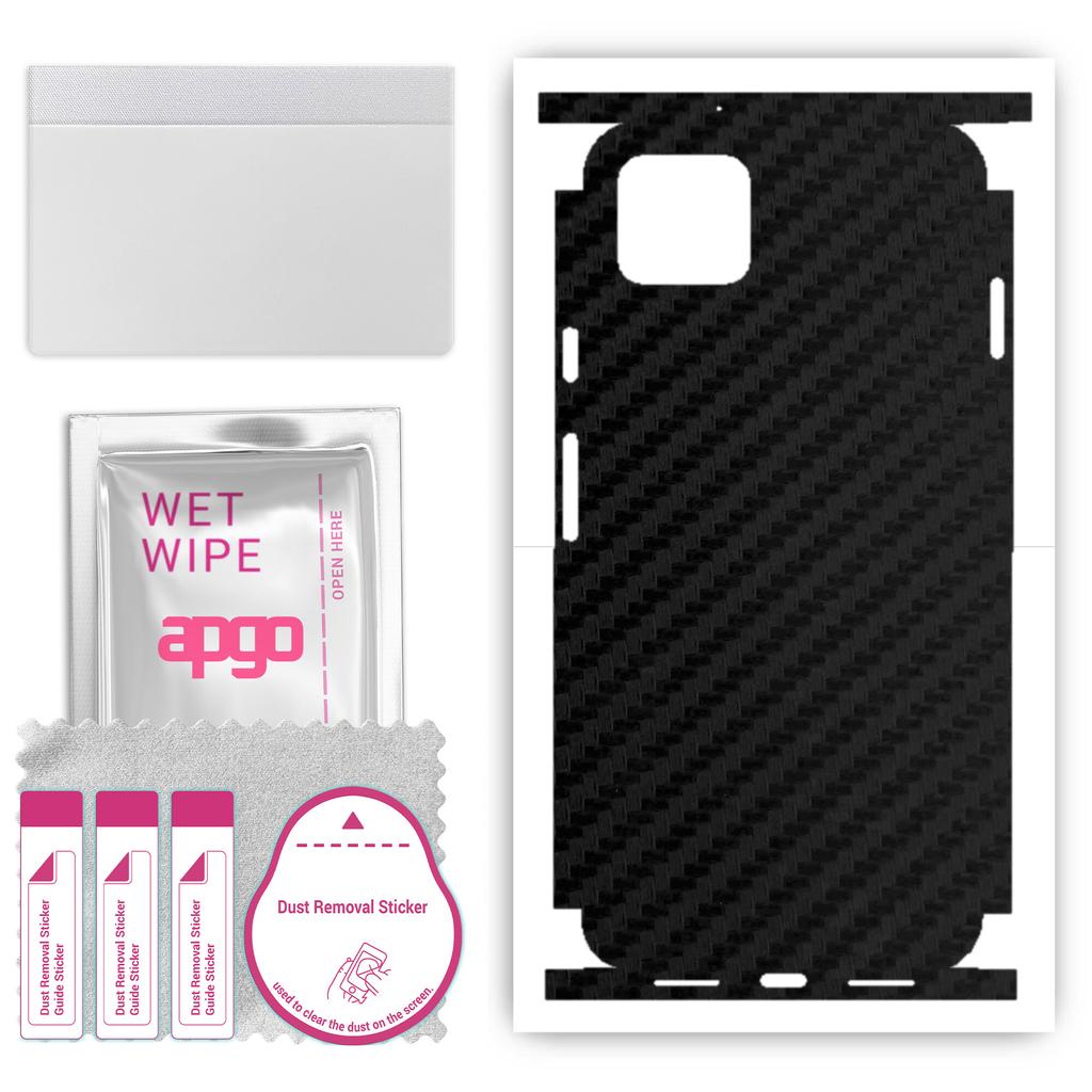 apgo Ochranná samolepka Skin pro zadní stranu + boky kompatibilní s Google Pixel 4 XL, Fólie s plným pokrytím, Fólie, Vinyl - Vzor Černý karbon