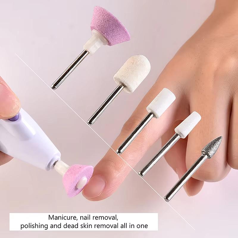 3/4/5Pcs Nail Drill Bits Set With Assorted Grinding Heads Clear Case For Diy Manicure Pedicure Polishing
