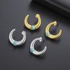 Teamer Turquoise Crescent Stud Earring For Women Girls Gold Color Stainless Steel Simple Style Fashion Jewelry Birthday Gift
