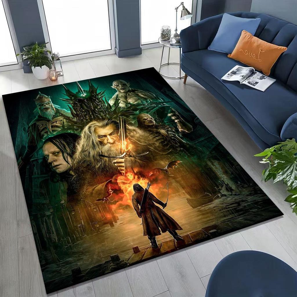 3D L-Lord of The Rings H-Hobbit Movie Board Rug for Bedroom Living Room Sofa Home Doormat Decor, Large Kids Non-slip Floor Mat