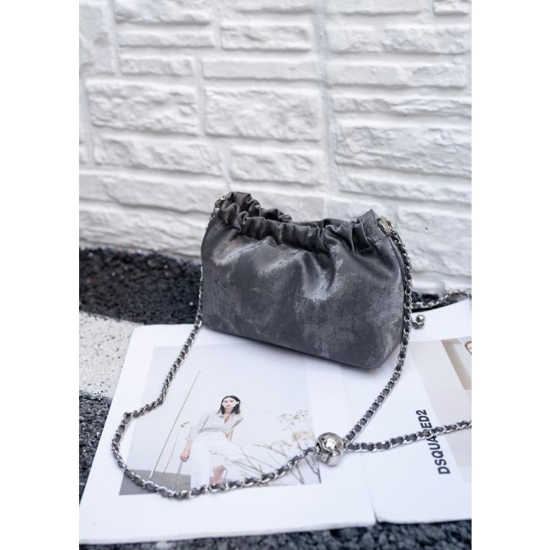 Genuine Leather Women's Bag In Summer New One Shoulder Crossbody Cloud Bag Casual Simple and Versatile National Style Cowhide Chain Bag