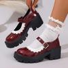 Ballet Mary Jane Shoes Women Platform Heeled Simple Lolita Shoes Student College Sweet Medium Heel Women Single Shoes Loafers