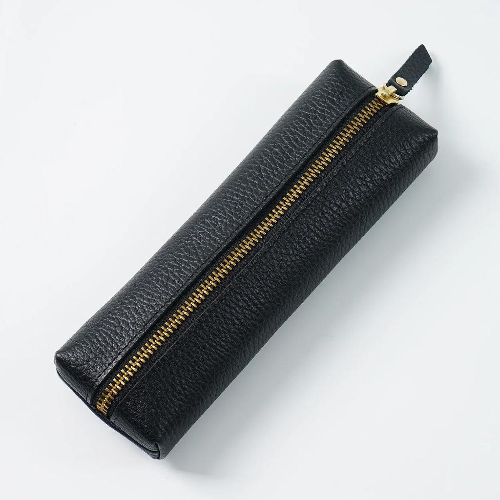 Genuine Leather Pencil Case Holder, Multifunctional Zipper Stationery Pouch for Pencils, Pens, Rollerball Pens and Fountain Pen
