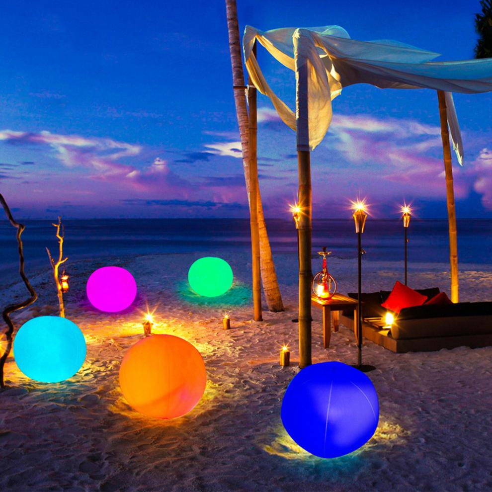 Ballon de plage gonflable 16 pouces à LED phosphorescentes, 13 couleurs, télécommande, jouet flottant pour piscine/fête – Convient aux enfants