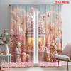 2pcs,2D Plane Printing Curtain Fabric Dreamlike Candy Versatile 100% Polyester (without Rod) Holiday Use for Bedroom Living Room