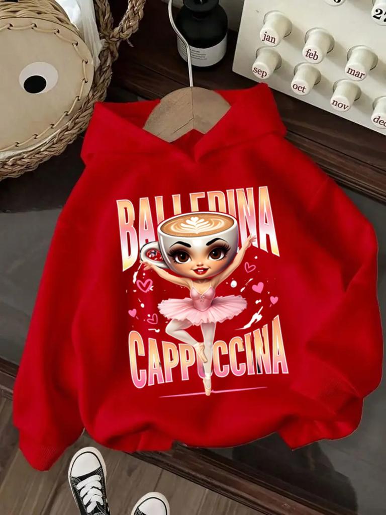 New Italian Brainrot Kids Hoodie Girls Clothing Cappuccina Ballerina Long Sleeve Tops for Child Funny Meme Sweatshirts Cute Tops