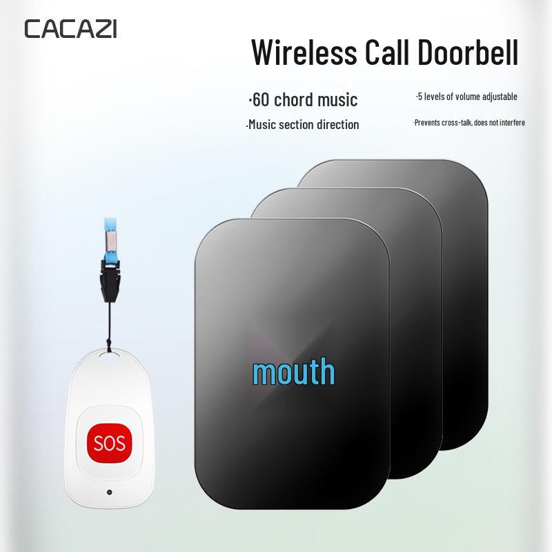 Wireless Wearable Emergency Call Bell for Elderly Care - One-to-Three Waterproof Doorbell