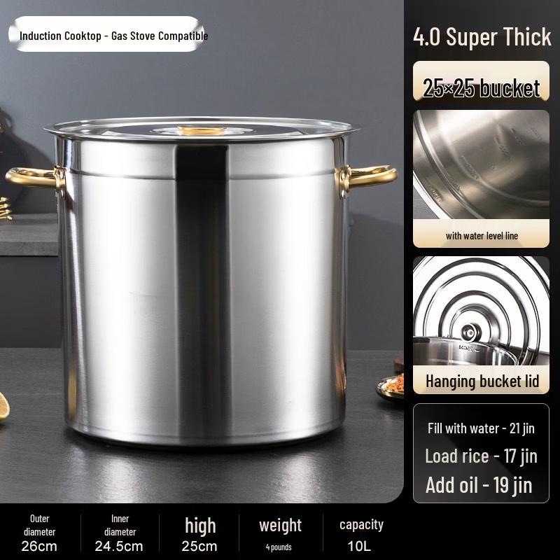 

Heavy-Duty Stainless Steel Stockpot with Golden Handles