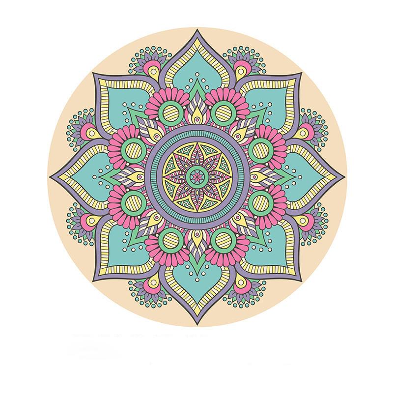 Mandala Muster Runder Teppich Boho Ethno Stil Heimdeko Teppich Geometrisches Design Modern Künstlerische Innenmatte für Wohnzimmer
