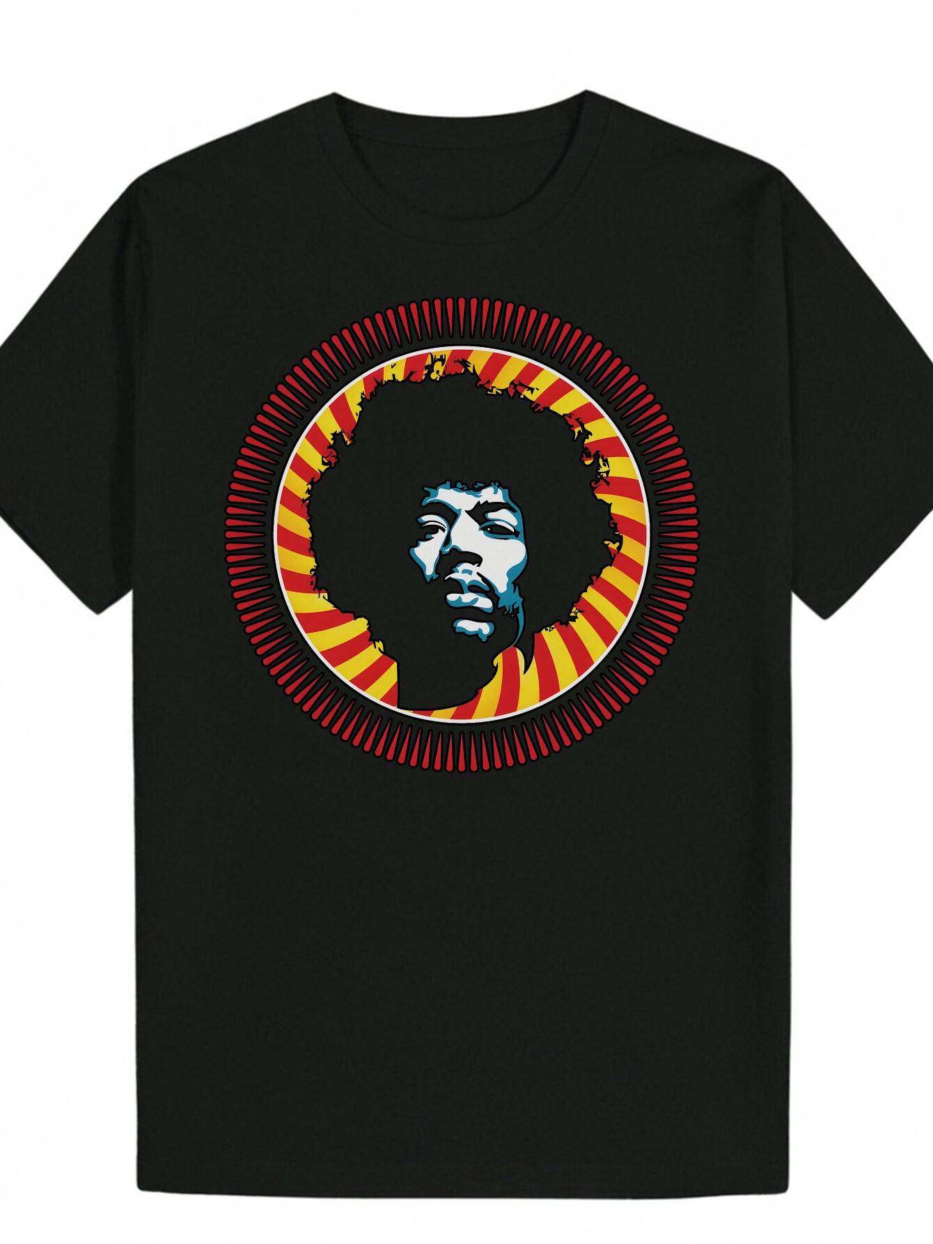 Crew Neck T-shirt - Vibrant Portrait Design L