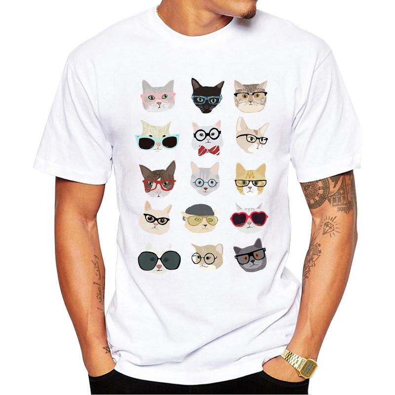 TEEHUB Cat /Dog With Glasses Men T-Shirt Hipster Guinea Pig With Glasses Printed t shirts Short Sleeve Tshirts Funny Tee