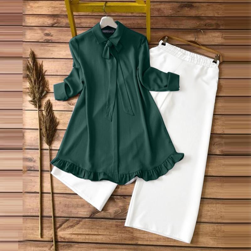 

ZANZEA Женская длинная блузка и брюки Повседневные костюмы-двойки 2XL