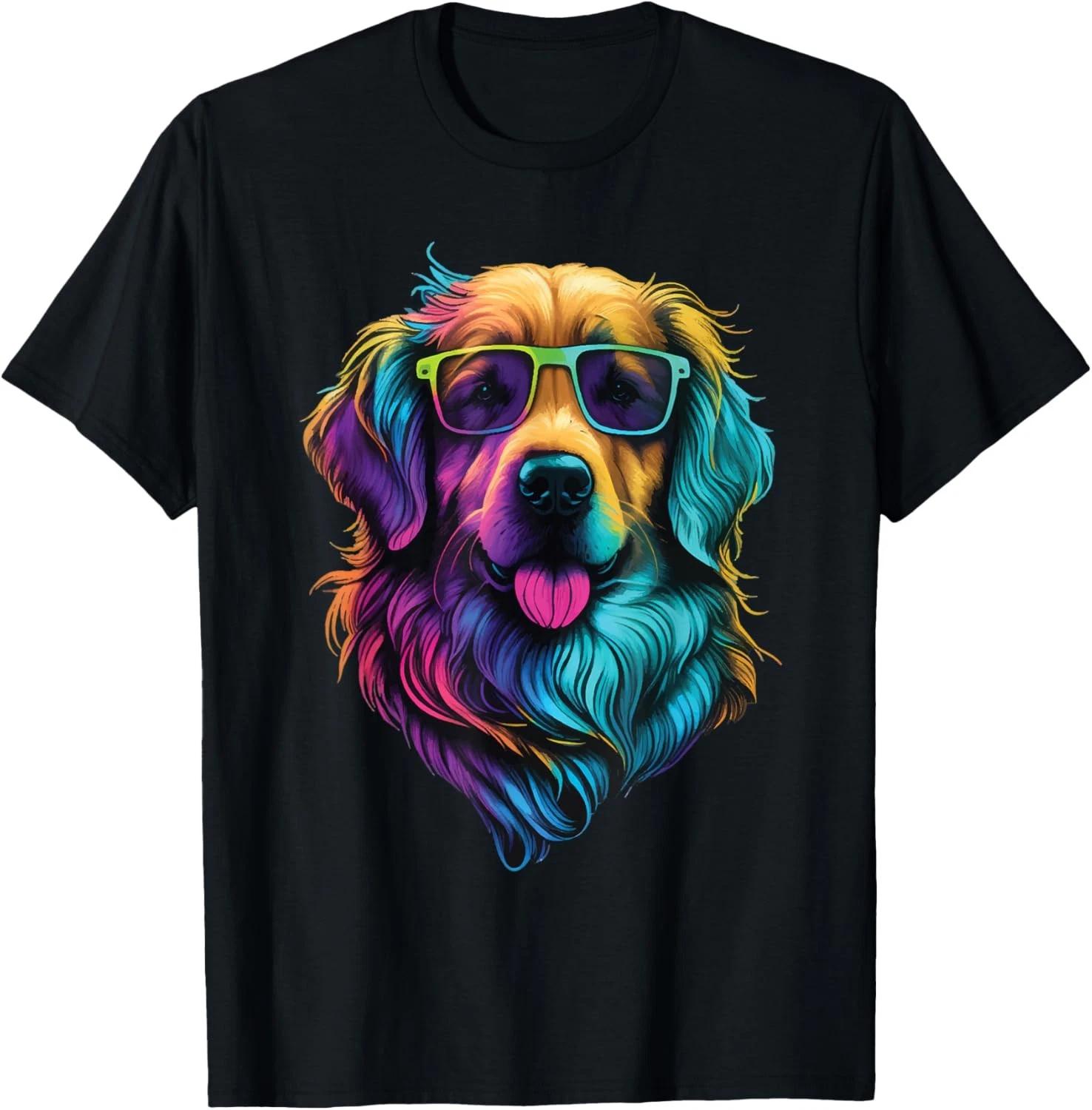 Colorful Golden Retriever Art - Dog Owner Canine Lover T-Shirt 3XL