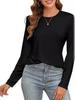 2024 Women's Casual Solid Color Long Sleeve Round Neck T-shirt - European & American Spring/Autumn Style