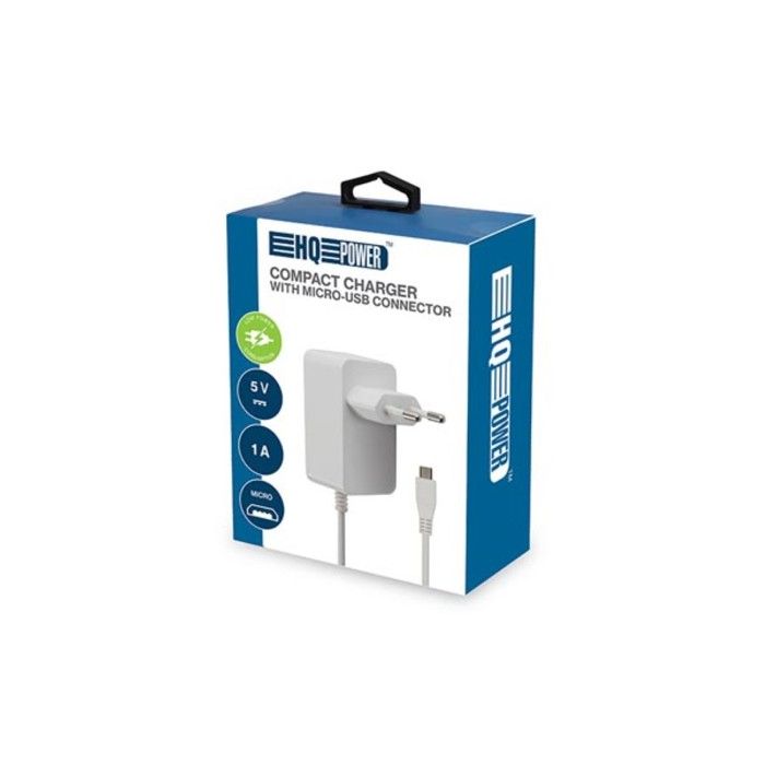 HQ-Power Chargeur compact avec connexion micro-USB, 5 V - 1 A - 5 W, entrée universelle 100-240 VAC, câble long de 150 cm