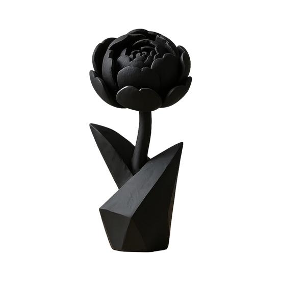 3D Printed Flower Figurine Small Black Peony Tabletop Ornament