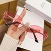 New Fashionable Sweet And Cool  Girl Metal Frameless Sunglasses Curved Small Frame Uv Edge Cutting Sunglasses