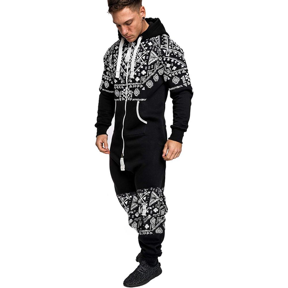 Pánská Zimní Ležérní Mikina Potisk Vánoce Zip Potisk Kombinéza