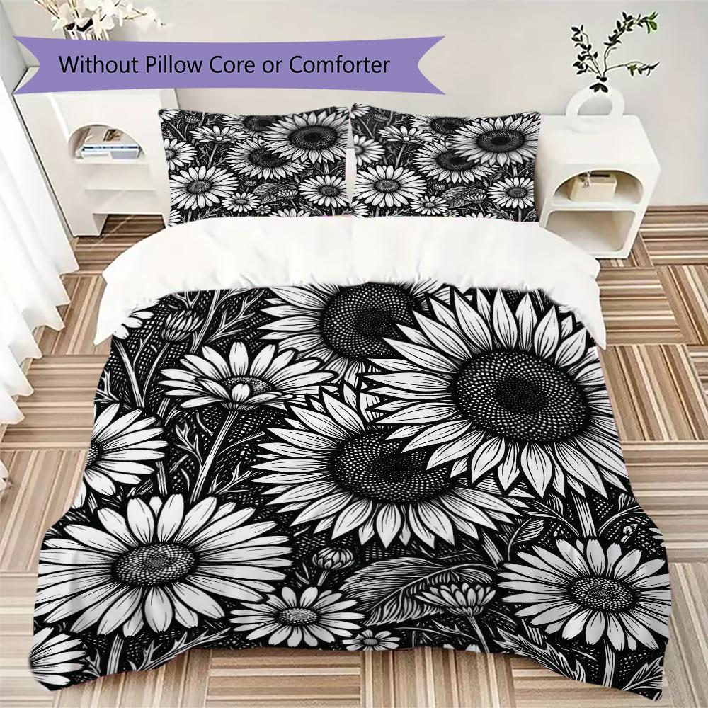 Retro Ink Floral Pattern Bedding uilt Set uilt Cover Pillowcase Home Decoration Birthday Gift (1 * duvet cover + 2 * pillowcase without core)