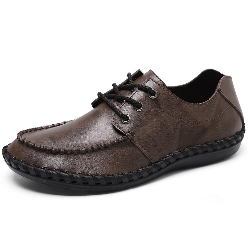 Handmade Casual Shoes For Men Lace Up Split Leather Moccasins Plus Size 38-46 Tenis Masculinos
