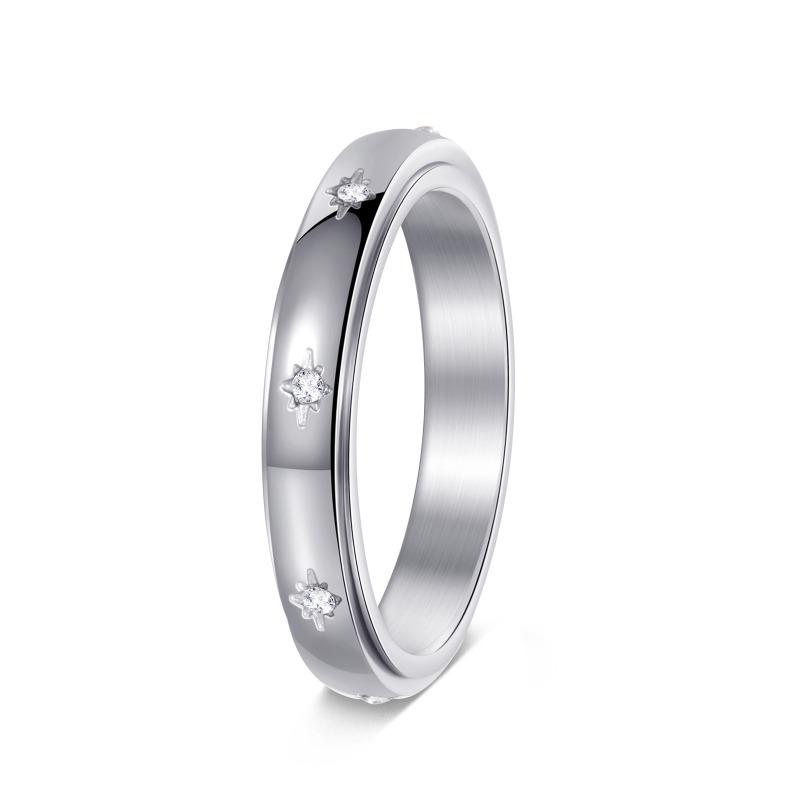 

Titanium steel french style jewelry rotating ring trendy jewelry fashionelegant normcore zircon No. 10
