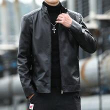 Men's leather jacket spring and autumn new locomotive jacket stand-up collar men's top trendy short leather jacket velvet leather jacket