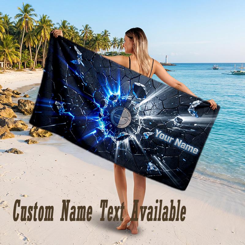 Brighton & Hove Albion Football Design Beach Towel Custom Text Large Towel for Beach Vacation
