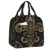 Custom Fleur De Lis Lily Flower Insulated Lunch Bag for Camping Travel Leakproof Thermal Cooler Bento Box Women Kids