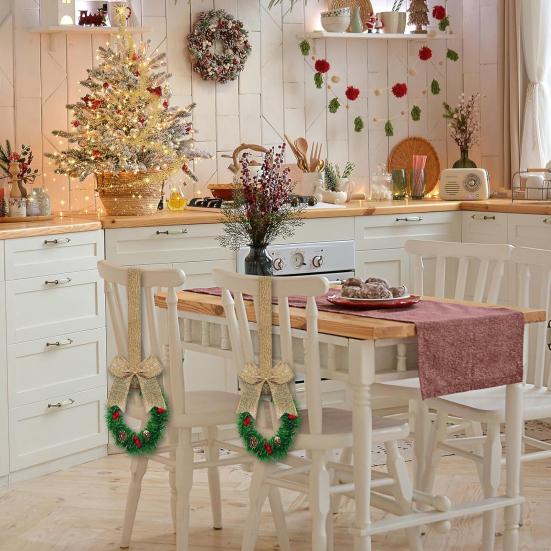 Yousheng 6 Pcs Small Christmas Wreath with Ribbon Artificial Cabinet Wreath with Red Berries Pine Cones for Home Kitchen Window Door Decor