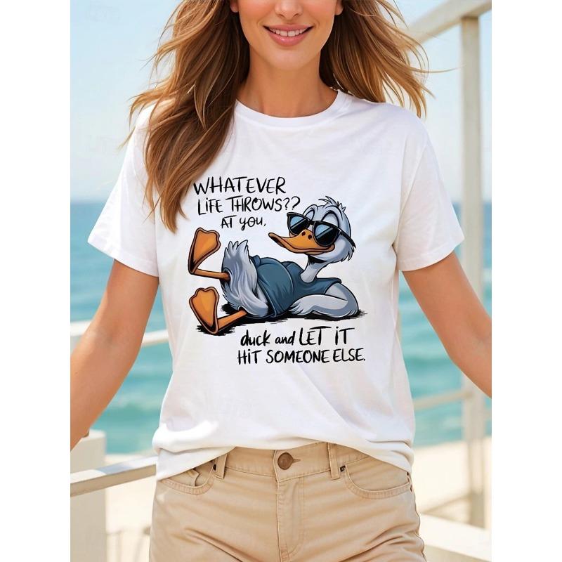Women's T-sleeve funny retired animal letter pattern printing fashion casual round neck short-sleeved women's clothing
