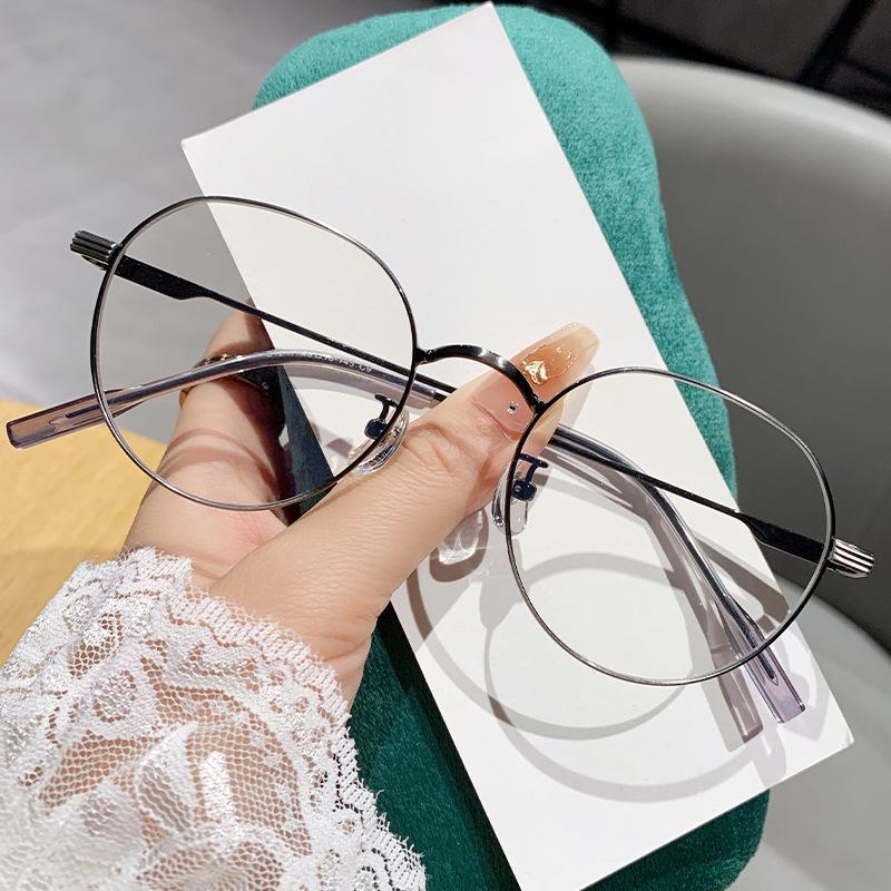 

Оправа очков, молодые круглые литературные металлические ретро-очки против синего цвета для близорукости 31217