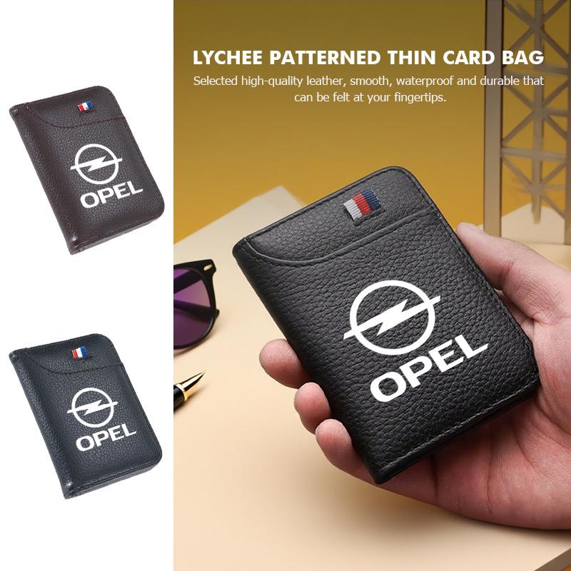 BBFV3 Per Auto Opel Portafoglio con Texture Litchi Portafoglio Bifold Business per Carte di Credito Astra G H J K F Corsa D Zafira B Insignia Mokka Regal