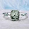 Light Luxury New Chinese Square Geometric Ring for Women, Imitation Jadeite Marble Ring, Cheongsam Elegant Style Accessories