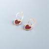 Burgundy Drip Glaze Heart Hoop Earrings for Women - Simple & Versatile Dangle Accessory
