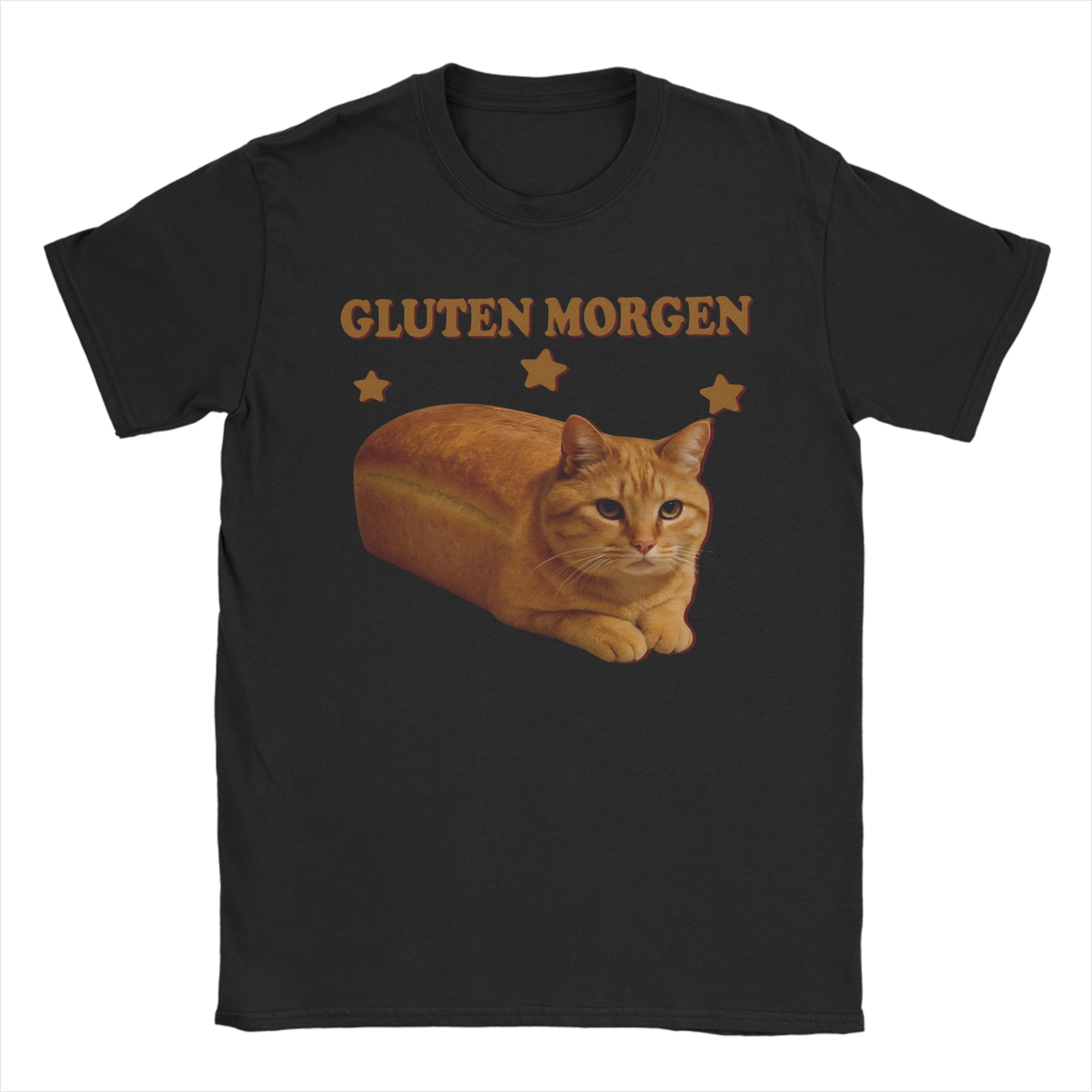 Gluten Morgen Funny Bread Cat Meme Tshirt Unisex Unisex Crewneck 100 Cotton T Shirts Short Sleeve Tee Shirt Plus Size Clothes S