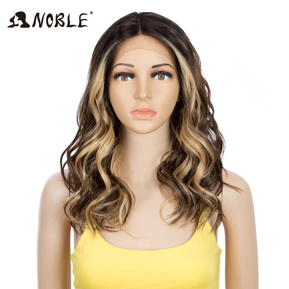 Noble Synthetic Lace Front Wigs 20 Inch Wavy Glueless Brown Wig Blonde Wig Cosplay Curly Wig Lace Front Wig For Women Lace Wig