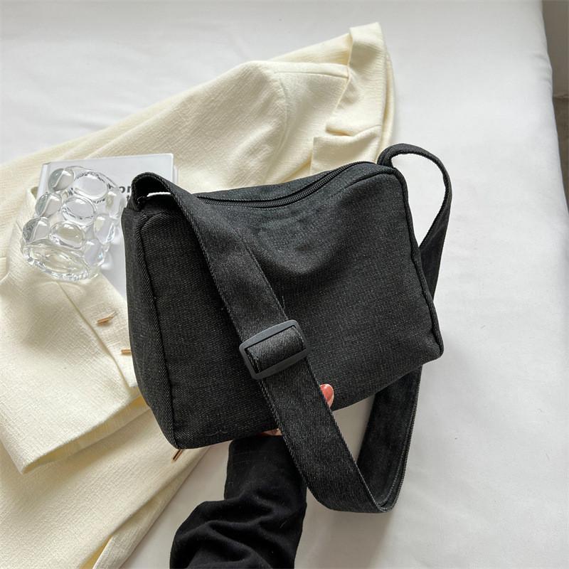 Trendy Denim Crossbody Bag For Women 2023 Simple Stylish Summer Shoulder Bag Mid Soft With Sleek Stitching In Black Light Blue Dark Blue Sky Blue